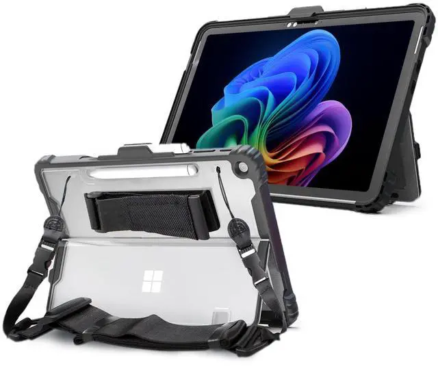 Main image of Omnpak Case for Microsoft Surface Pro 12" 2025, Rugged Protective Cover with Pen Holder, Removable Hand Strap & Shoulder Strap, Multiple Angle Viewing