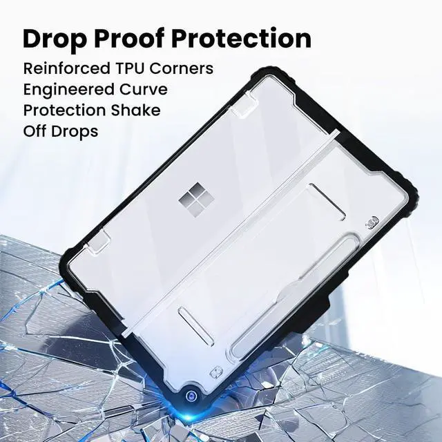 Alt view image 3 of 5 - Omnpak Case for Microsoft Surface Pro 12" 2025, Rugged Protective Cover with Pen Holder, Removable Hand Strap & Shoulder Strap, Multiple Angle Viewing