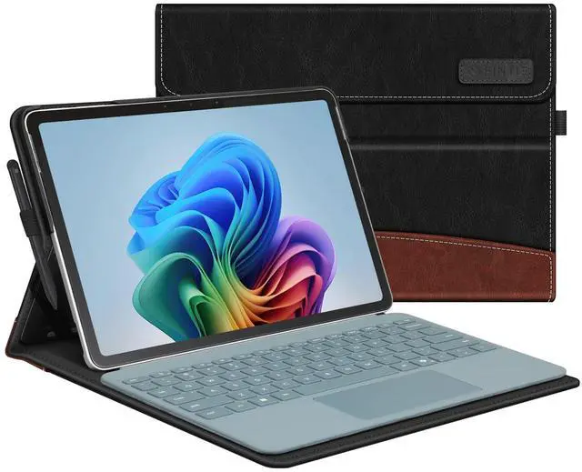 Main image of Fintie Case for Microsoft Surface Pro 12 Inch 1st Edition (2025), Multiple Angle Viewing Portfolio Business Cover with Pocket & Stylus Holder, Compatible with Type Cover Keyboard (Black/Brown)