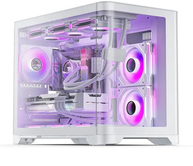 Main image of AsiaHorse Pegasus Micro ATX PC Case Dual Chamber 270° Full View Tempered Glass Huge Space MATX Gaming PC Case-360mm Radiator, RTX 40 Compatible, High Airflow Full-Tower MATX Computer Cases-White