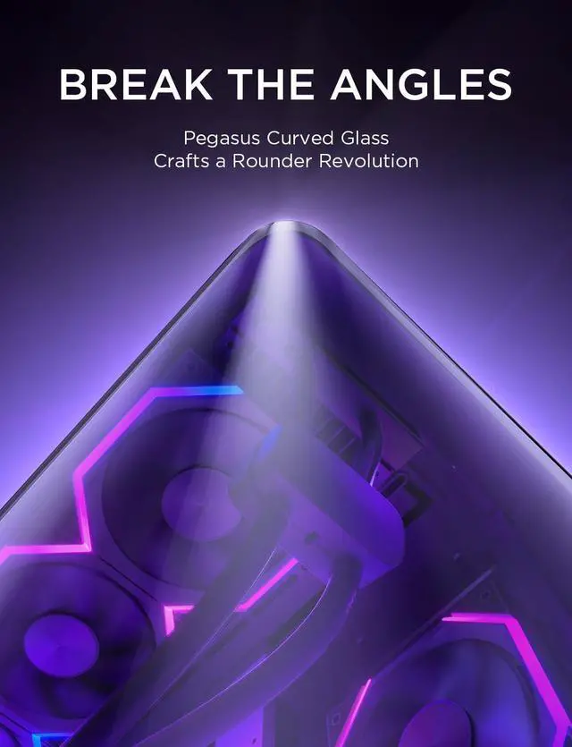 Alt view image 3 of 5 - AsiaHorse Pegasus Micro ATX PC Case Dual Chamber 270° Full View Tempered Glass Huge Space MATX Gaming PC Case-360mm Radiator, RTX 40 Compatible, High Airflow Full-Tower MATX Computer Cases-White