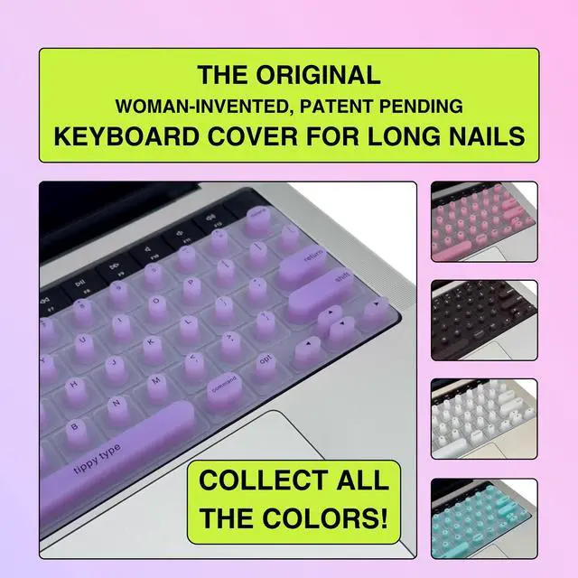 Alt view image 5 of 5 - TIPPY TYPE Raised Keyboard Cover for Long Nails - Fits MacBook Pro & Air, iPad 13", & Magic Keyboard (No Numpad) -Silicone -The Original -Comfortable Typing, Quiet, Nail Protection (Violet Haze)