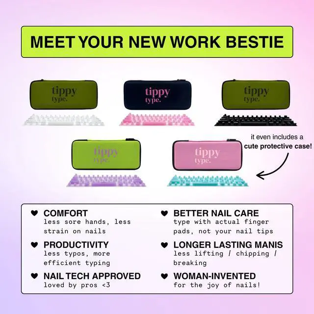 Alt view image 4 of 5 - TIPPY TYPE Raised Keyboard Cover for Long Nails - Fits MacBook Pro & Air, iPad 13", & Magic Keyboard (No Numpad) -Silicone -The Original -Comfortable Typing, Quiet, Nail Protection (Violet Haze)