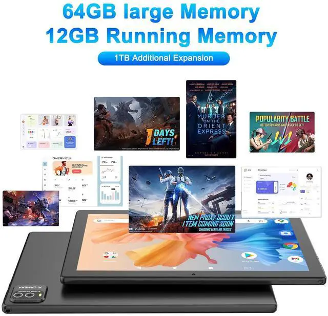 Alt view image 2 of 5 - 10 Inch Tablet Android 15(NOT GO) Tablets 2 in 1 tablet With keyboard 12GB RAM+64GB ROM(Supports 1TB expansion) Tableta 2MP+8MP Camera 6000mAh Battery Mouse/Case/Stylus 5G Wifi-6 10.1" Android Tablets