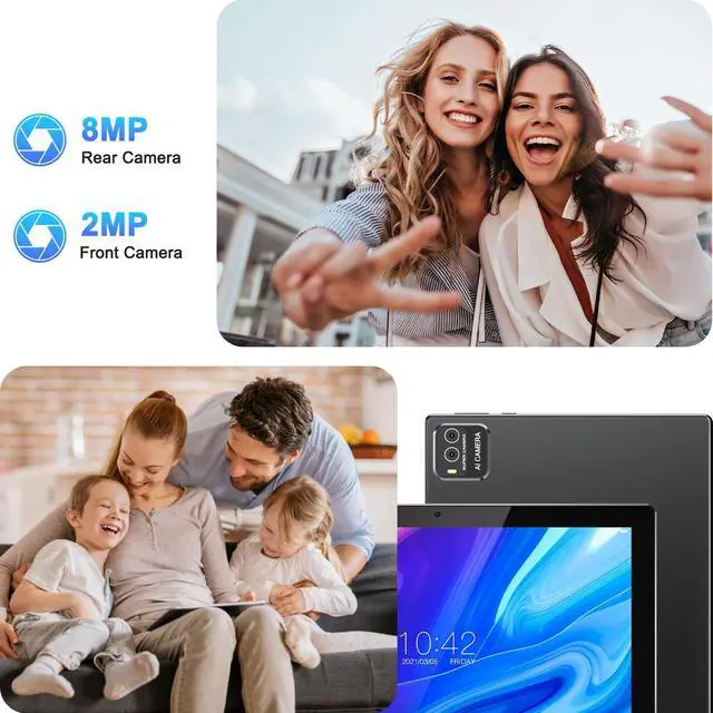 Alt view image 3 of 5 - 10 Inch Tablet Android 15(NOT GO) Tablets 2 in 1 tablet With keyboard 12GB RAM+64GB ROM(Supports 1TB expansion) Tableta 2MP+8MP Camera 6000mAh Battery Mouse/Case/Stylus 5G Wifi-6 10.1" Android Tablets