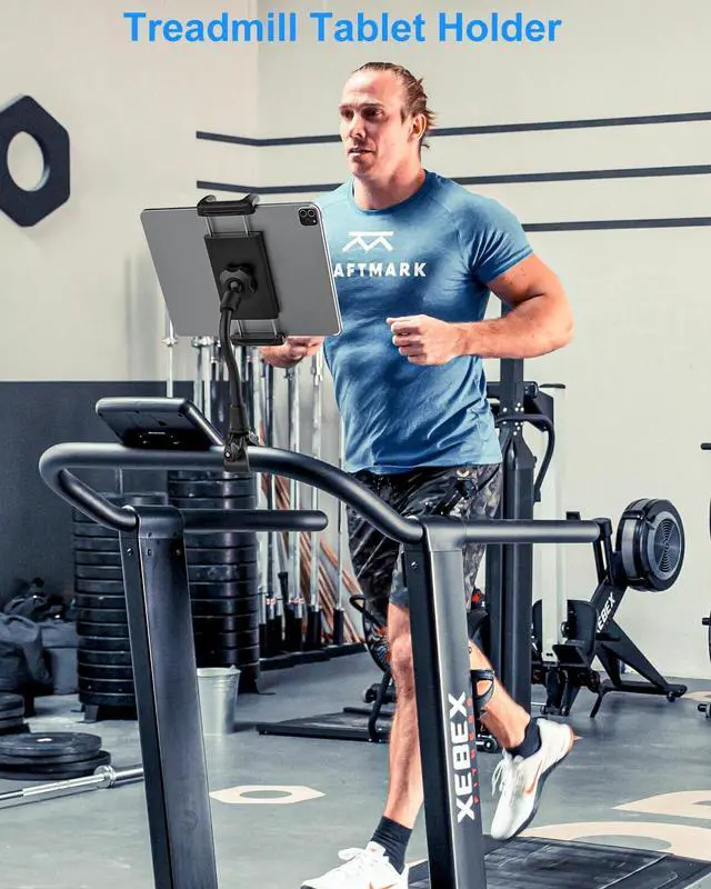 Alt view image 3 of 5 - Kolasels Gooseneck Tablet Holder for Spin Bike, Stationary Bicycle, Wheelchair, Treadmill, Indoor Bike, Peloton, Elliptical, Tablet Mount Clamp for iPad Pro, Air, Mini, Galaxy Tabs, 4.7-12.9" Tablets