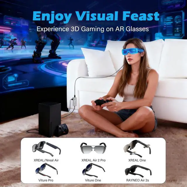 Alt view image 2 of 5 - HDMI Male to USB C Female Adapter 4K@60Hz for AR Glasses, Unidirectional HDMI Source to Type C Display with Charging Port for Portable Monitor from PS5/4,Xbox,Switch, PC, Steam, Power Cable Included