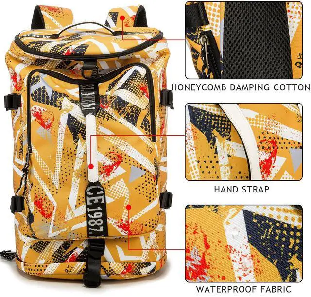 Alt view image 3 of 5 - FUNYAGO Gym Duffle Bag Waterproof black Laptop Backpack Suitable for Hiking, Fishing, Travel 40L Large Capacity Trendy Cool Lightweight Backpack for Men and Women