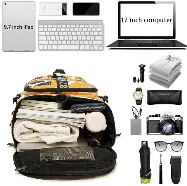 Alt view image 5 of 5 - FUNYAGO Gym Duffle Bag Waterproof black Laptop Backpack Suitable for Hiking, Fishing, Travel 40L Large Capacity Trendy Cool Lightweight Backpack for Men and Women