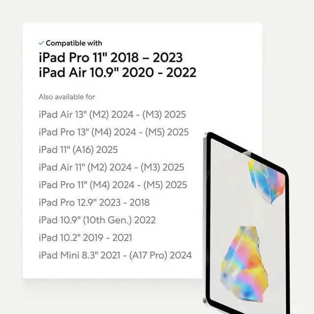 Alt view image 2 of 5 - Paperlike 3 Screen Protector (2x) for iPad Pro 11 (2018-2023) & iPad Air 10.9" (5th Gen 2022 / 4th Gen 2020)  True Paper-Feel, Bubble-Free Install (Butterfly), Protects Pencil Tip