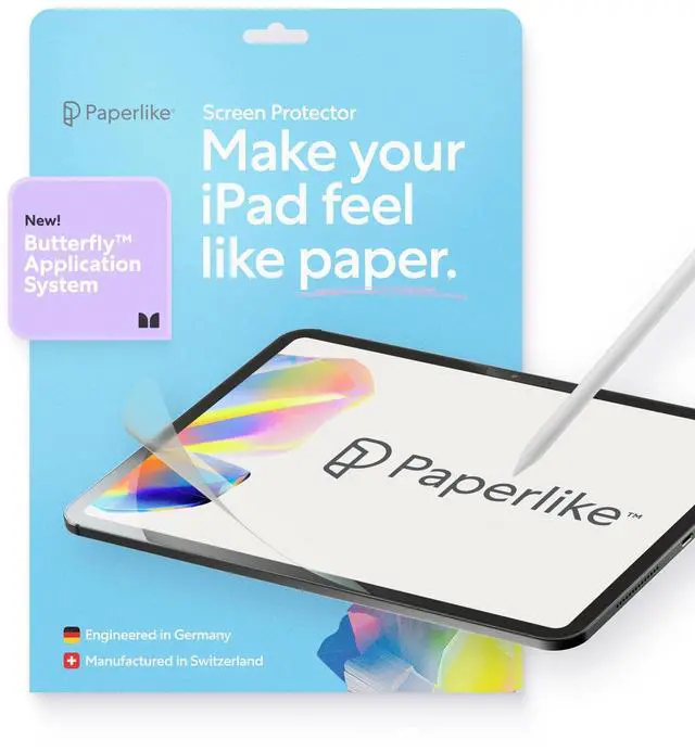 Main image of Paperlike 3 Screen Protector (2x) for iPad Pro 11 (2018-2023) & iPad Air 10.9" (5th Gen 2022 / 4th Gen 2020)  True Paper-Feel, Bubble-Free Install (Butterfly), Protects Pencil Tip