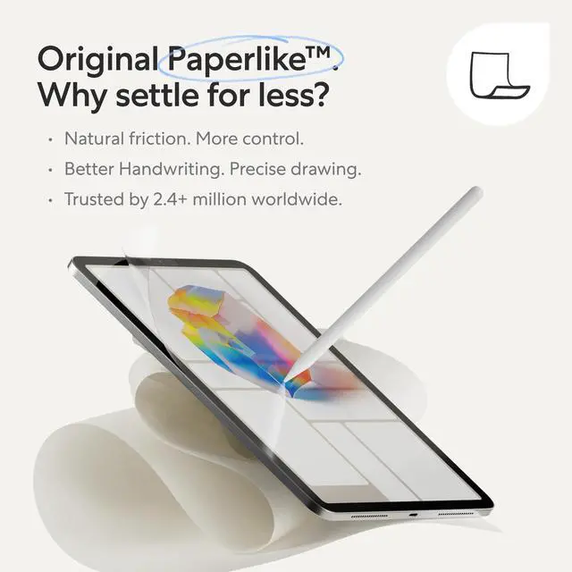 Alt view image 3 of 5 - Paperlike 3 Screen Protector (2x) for iPad Pro 11 (2018-2023) & iPad Air 10.9" (5th Gen 2022 / 4th Gen 2020)  True Paper-Feel, Bubble-Free Install (Butterfly), Protects Pencil Tip