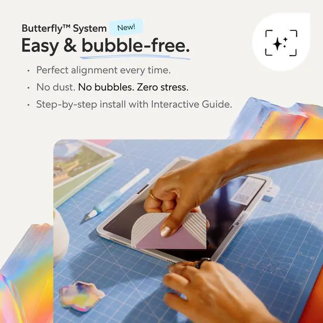 Alt view image 4 of 5 - Paperlike 3 Screen Protector (2x) for iPad Pro 11 (2018-2023) & iPad Air 10.9" (5th Gen 2022 / 4th Gen 2020)  True Paper-Feel, Bubble-Free Install (Butterfly), Protects Pencil Tip