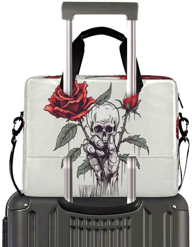 Alt view image 2 of 5 - senya Laptop Bag Computer Bags Messenger Shoulder Bag Briefcase Skull Red Rose One for Business Office Work