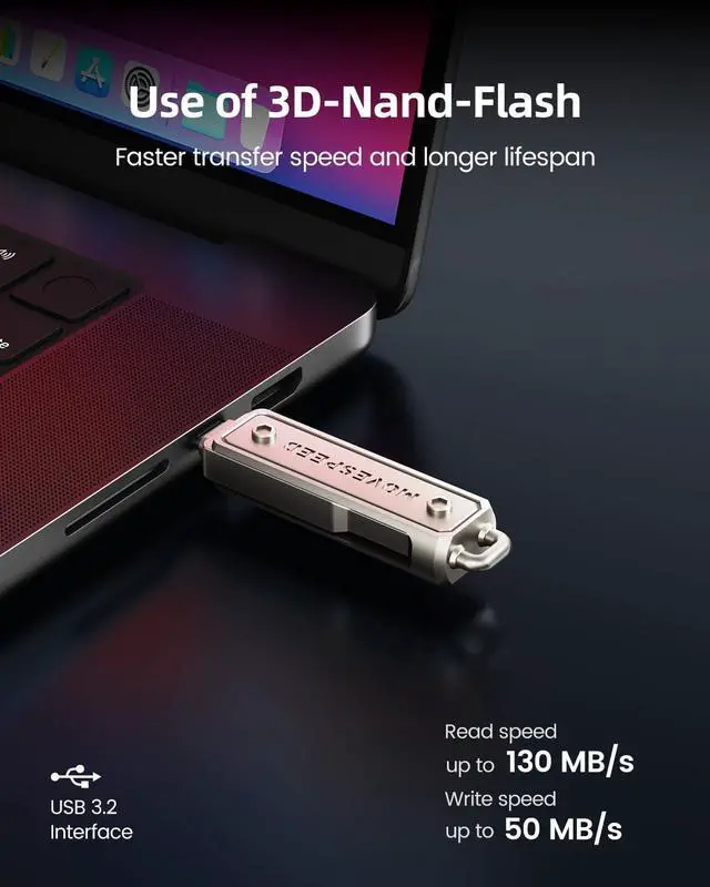 Alt view image 3 of 5 - MOVE SPEED 512GB Memory Stick, 130 MB/s Thumb Drive with Type-C + USB 3.2 Dual Port, High Speed Pendrive Compatible with 3.1/3.0/2.0 for iPhone 16/15 Series, Android, MacBook/Pro/Air(1 Pack)