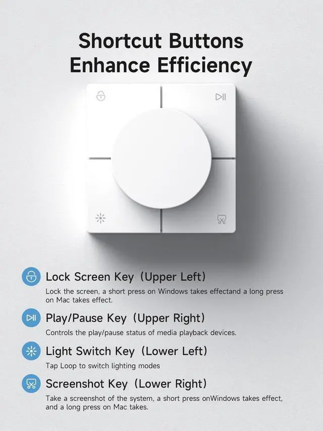 Alt view image 4 of 5 - Hagibis Knob USB C Hub with Shortcut Buttons, RGB Type-C Docking Station with 5Gbps USB-C, 2 USB3.0, 3.5mm Jack, SD/Micro SD3.0, USB2.0 for MacBook iPad Pro Laptop (White AG)
