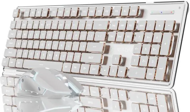 Main image of SEUNKWANG V3 Wireless Keyboard and Mouse with Single Backlit, Metal Panel, Bluetooth/2.4G Rechargeable Computer Keyboard and Mouse Combo Silent Light up Full Size Cute Keyboards-White