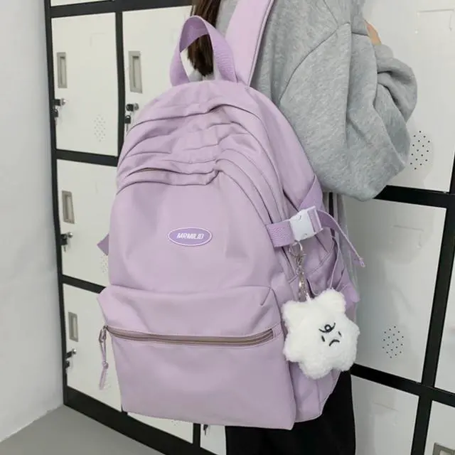 Alt view image 2 of 5 - VTTDB Kawaii Backpack with Cute Accessories Casual Aesthetic Daypack Simple Laptop Bag Waterproof Travel Rucksack for Women (purple)