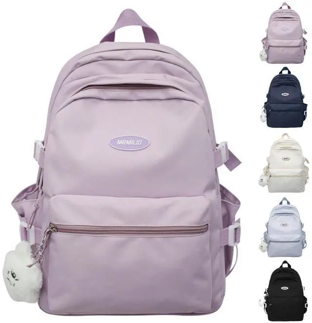 Main image of VTTDB Kawaii Backpack with Cute Accessories Casual Aesthetic Daypack Simple Laptop Bag Waterproof Travel Rucksack for Women (purple)