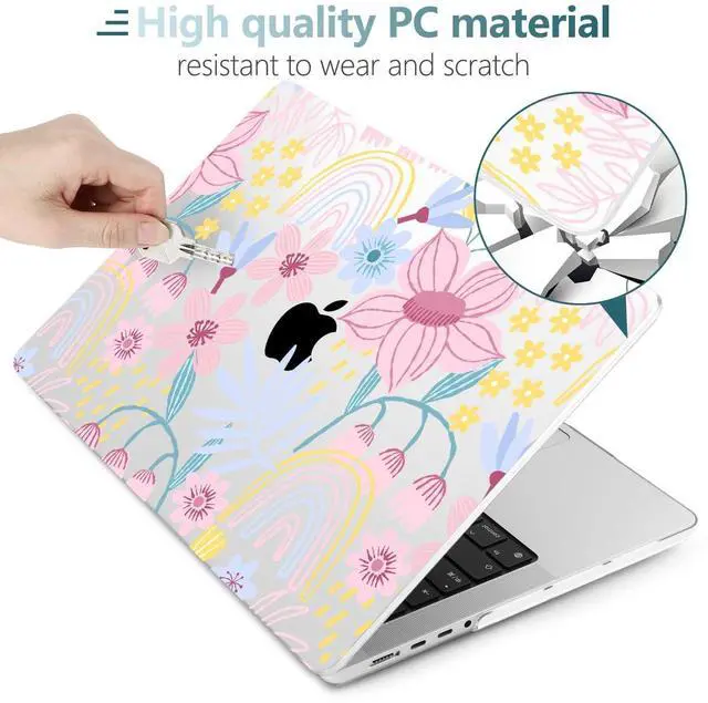 Alt view image 3 of 5 - TWOLSKOO for MacBook Pro 14 inch Case M5 M4 M3 M2 M1 Pro Max Chip (2026-2021), Plastic Hard Shell & Keyboard Cover & Type C Adapter & Screen Protector, Floral Spring