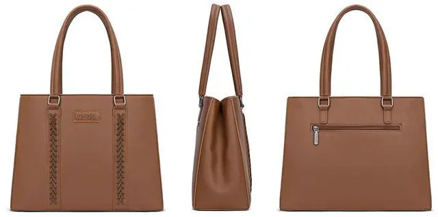 Alt view image 5 of 5 - Wrangler Whipstitch Tote Bag for Women Fall Purses and Handbags Double Compartment Work Medium Size Brown WG387-8119DBR