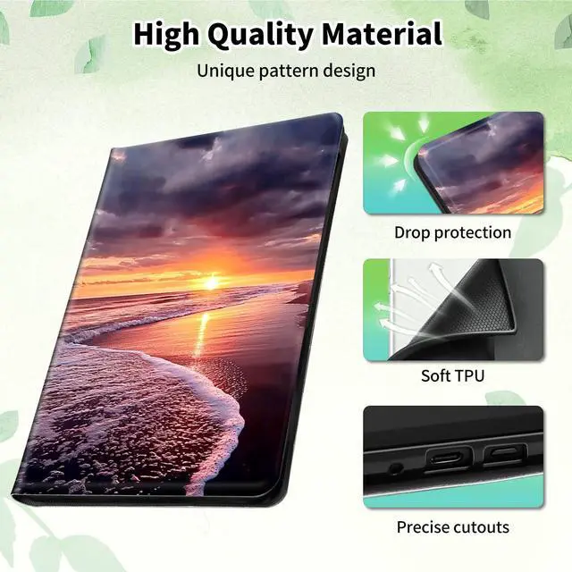 Alt view image 4 of 5 - GYSYSQSH Case for Amazon Fire Max 11 Tablet (13th Generation, 2023 Release) 11" PU Leather Slim Folding Adjustable Stand Smart Cover with Auto Wake/Sleep for Fire 11 Max Tablet, Sea Beachs