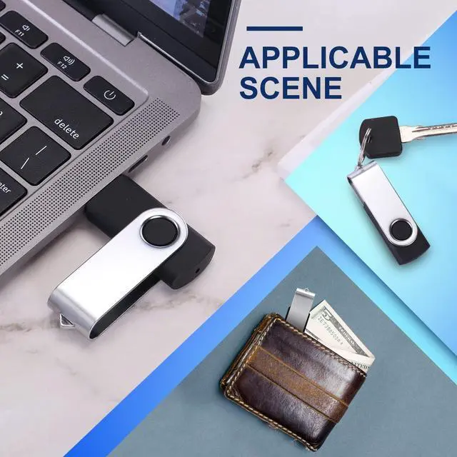 Alt view image 4 of 5 - Generic 10Pack 32GB Flash Drive Thumb Drives, USB Drive 32 GB USB2.0 Swivel Metal USB Memory Sticks, Multipack Jump Drives Colorfufl Pen Drives for Data Storage Backup (10Pack Black, 32GB)