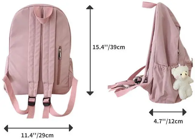 Alt view image 3 of 5 - BILIPOPX Kawaii Cute Aesthetic School Laptop Backpack with Accessories Pin Plush Pendant for Teen Girls, Students