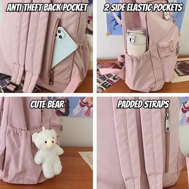 Alt view image 5 of 5 - BILIPOPX Kawaii Cute Aesthetic School Laptop Backpack with Accessories Pin Plush Pendant for Teen Girls, Students