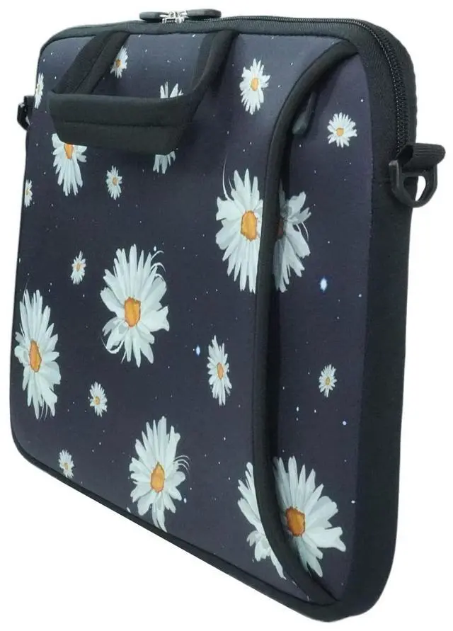 Alt view image 2 of 5 - The 15.64-inch Laptop Shoulder Case fits a 14-inch 15-inch 15.6-inch MacBook/laptop/ultrabook/Chromebook (Little Daisy)