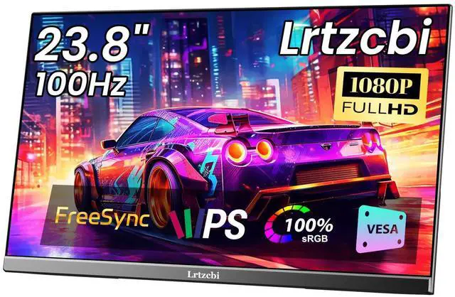 Main image of Lrtzcbi 23.8" 100Hz Large Portable Monitor FHD 1080P IPS External Gaming Display 100% SRGB Laptop Screen Extender with USB C HDMI Adjustable Stand for Laptop PC Computer Mac Phone Windows