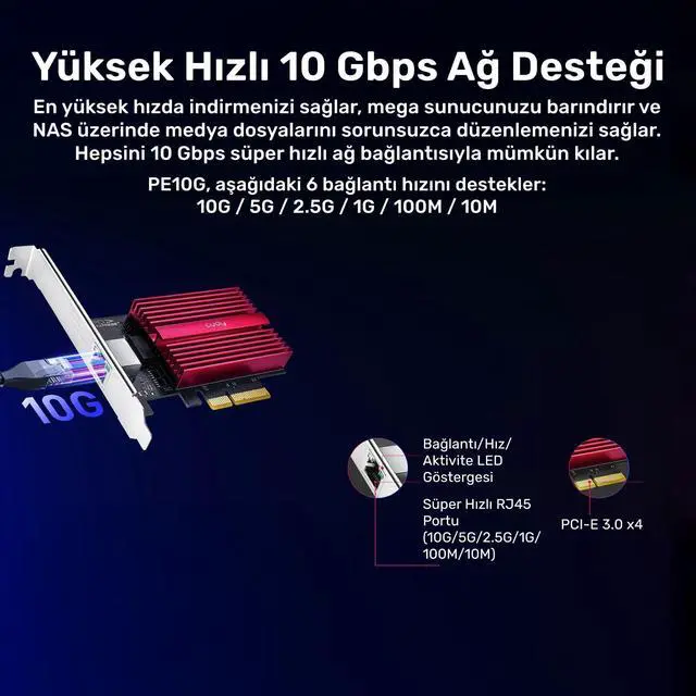 Alt view image 3 of 5 - Cudy 10GB PCIe Network Card, 10G Base-T PCIe Adapter, Flow Control, PCIe to 10 Gigabit Ethernet Adapter, Supports Windows 11/10, WindowsServer 2022 and Linux, Including Network Cable