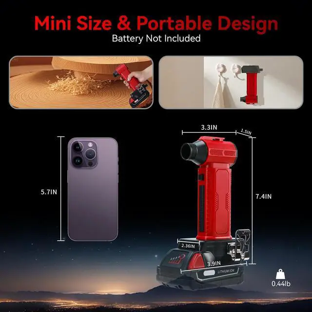 Alt view image 2 of 5 - Compressed Air Duster Cordless Dust Blower for Milwaukee 18V Battery, 130000RPM Brushless Turbo Fan Handheld Mini Jet Dry Blower for Keyboard Car Camping Workshop Home Cleaning(Battery Not Included)