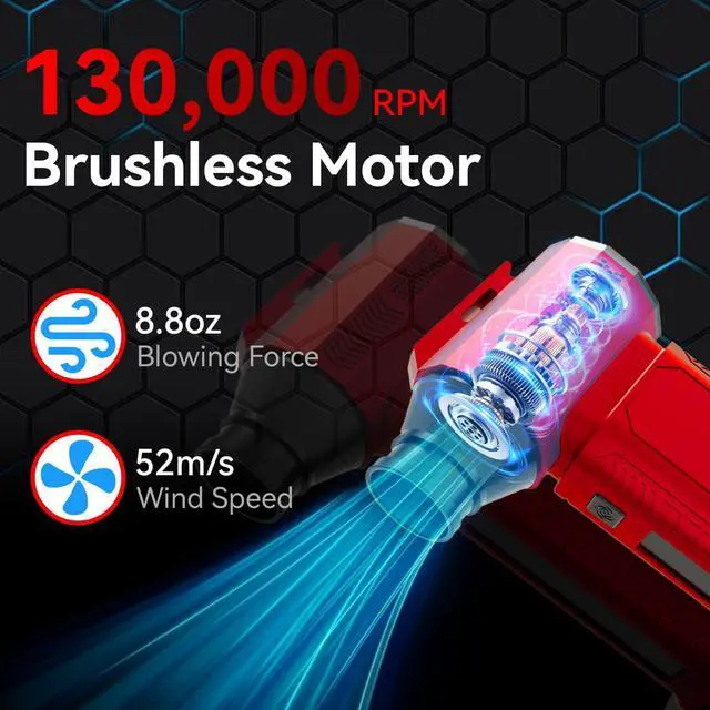 Alt view image 3 of 5 - Compressed Air Duster Cordless Dust Blower for Milwaukee 18V Battery, 130000RPM Brushless Turbo Fan Handheld Mini Jet Dry Blower for Keyboard Car Camping Workshop Home Cleaning(Battery Not Included)