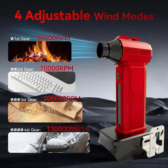 Alt view image 5 of 5 - Compressed Air Duster Cordless Dust Blower for Milwaukee 18V Battery, 130000RPM Brushless Turbo Fan Handheld Mini Jet Dry Blower for Keyboard Car Camping Workshop Home Cleaning(Battery Not Included)