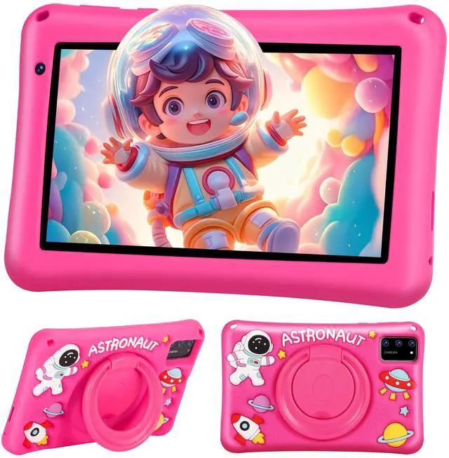 Main image of BRILLAR Kids Tablet 7 Inch with Shockproof Case Android 13 Octa-Core 8+64GB Wi-Fi 6, Parental Control Mode, Learning Gift for Boys & Girls-Pink
