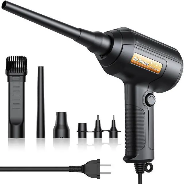 Main image of Electric Air Duster, 500W High-Power Corded Compressed Air Canister Replacement with Adjustable Speed, 10ft Cable - for Electronics, PC, Keyboard, Car, Camera, Inflatable Pool Toys