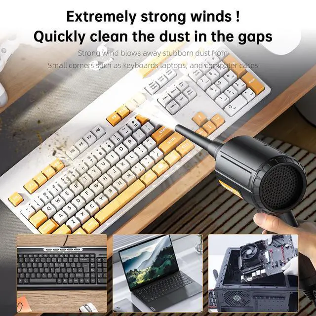 Alt view image 2 of 5 - Electric Air Duster, 500W High-Power Corded Compressed Air Canister Replacement with Adjustable Speed, 10ft Cable - for Electronics, PC, Keyboard, Car, Camera, Inflatable Pool Toys