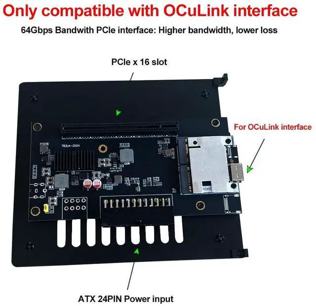 Alt view image 2 of 5 - External GPU Dock Station, Only Compatible with OcuLink Interface Graphics Dock Station, Mini eGPU Enclosure for NVIDIA/AMD PCIE, Support ATX Power Supply (Black)