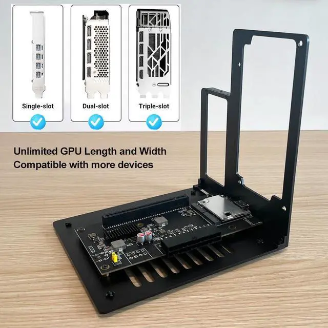 Alt view image 4 of 5 - External GPU Dock Station, Only Compatible with OcuLink Interface Graphics Dock Station, Mini eGPU Enclosure for NVIDIA/AMD PCIE, Support ATX Power Supply (Black)