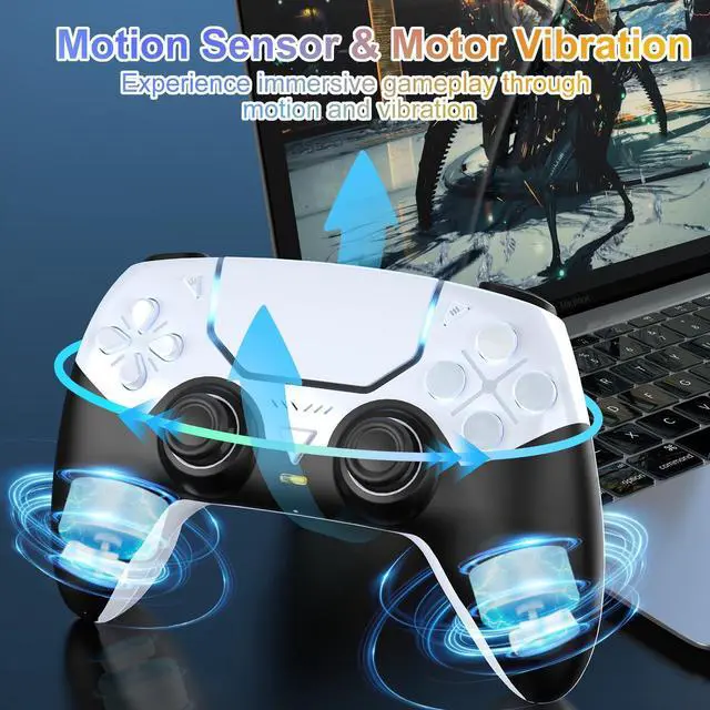 Alt view image 2 of 5 - SWVOE Controller for P5, Wireless P 5 Remote Compatible with P 5/PC/Steam Deck, Support Programmable, Vibration, 6-Axis Sensor, Speaker, Mute, and Audio Jack (White)