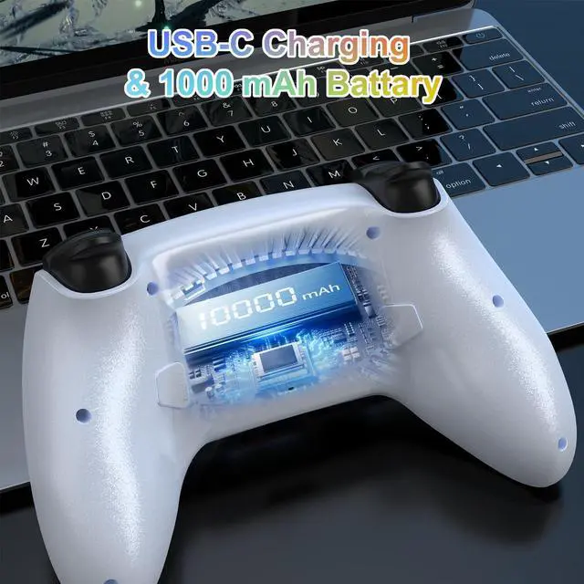 Alt view image 3 of 5 - SWVOE Controller for P5, Wireless P 5 Remote Compatible with P 5/PC/Steam Deck, Support Programmable, Vibration, 6-Axis Sensor, Speaker, Mute, and Audio Jack (White)