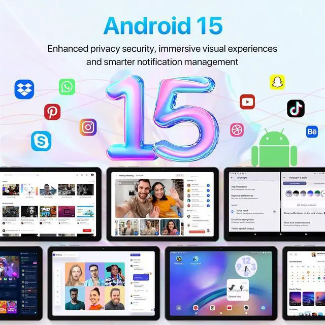 Alt view image 4 of 5 - OYEFIT Android 15 Tablet 10.1 inch,18(6+12) GB+128GB+2TB Expandable 2025 Widevine L1 Tablets with Speed 2.0 GHz,1280x800 HD IPS,FM Radio, 5000mAh,WiFi6,GPS,Bluetooth,Travel Gift,Kids Space,YT Kids