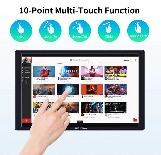 Alt view image 3 of 5 - FEELWORLD D10 10.1inch 1920x1200 Portable Touchscreen HDMI Monitor with Build-in Speakers 75mm Vesa,Image Flip Portable External Monitor Compatible for for PC, Camera, Game Console