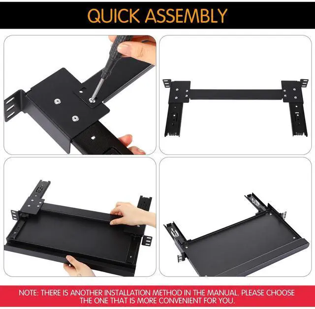 Alt view image 4 of 5 - AceOrbit 1U Keyboard Tray 8" Deep, Universal 19" Rack Mount Sliding Shelf Tray 8" Deep for Network Equipment Server Rack or Cabinet