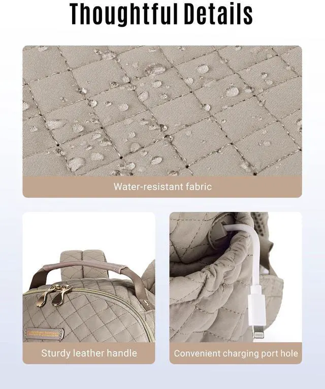 Alt view image 3 of 5 - LIGHT FLIGHT Travel Laptop Backpack Women, 15.6 Inch Anti Theft Laptop Backpack with USB Charging Hole Water Resistant Casual Daypack Computer Backpack for Work, Warm Gray