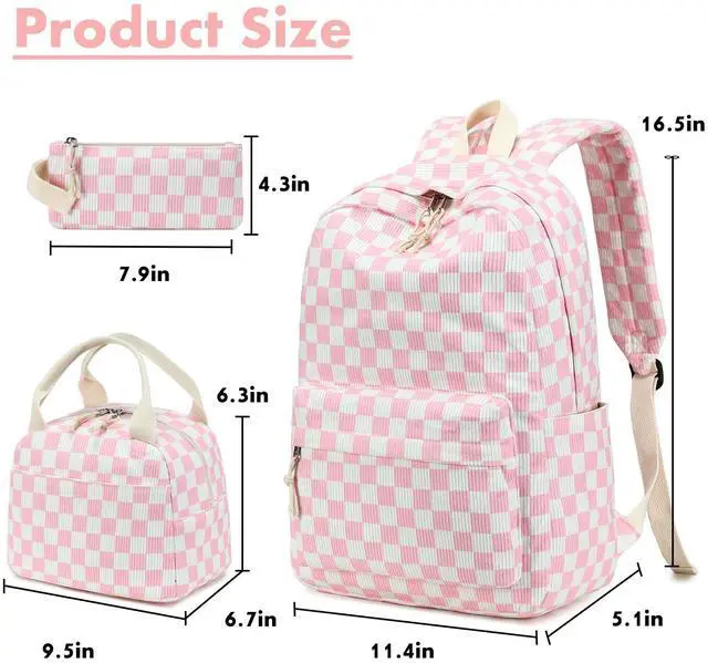 Alt view image 4 of 5 - Bluboon School Backpack Set Girls Womens Laptop Bookbag Casual Daypack Fits 15 inch Laptop with Lunch Tote Bag and Pencil Bag