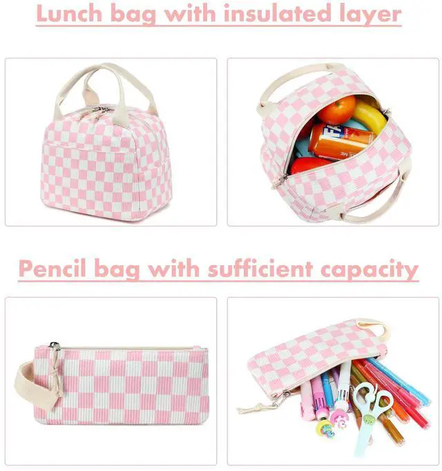 Alt view image 3 of 5 - Bluboon School Backpack Set Girls Womens Laptop Bookbag Casual Daypack Fits 15 inch Laptop with Lunch Tote Bag and Pencil Bag