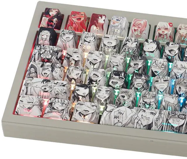 Main image of Gliging Shine Through PBT Keycaps - Side Print Dye-Sub OEM Profile 134keys Keycap Japanese Anime Keycaps Set for Cherry Mx Gateron Kailh Switch Mechanical Keyboard (Anime Keycap)