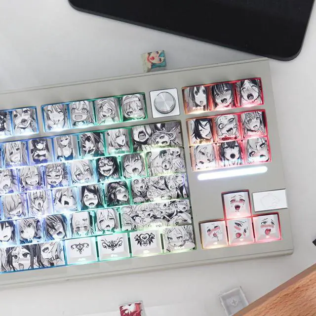 Alt view image 5 of 5 - Gliging Shine Through PBT Keycaps - Side Print Dye-Sub OEM Profile 134keys Keycap Japanese Anime Keycaps Set for Cherry Mx Gateron Kailh Switch Mechanical Keyboard (Anime Keycap)
